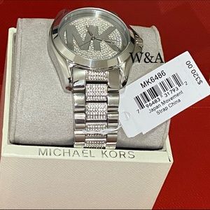 Brand New With Box&Tags MK6486 14K White Gold Plated Fully Iced Diamond Watch